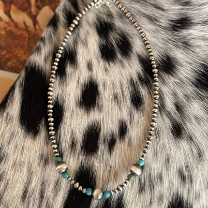 20" 10mm Sterling Silver with Turquoise Beads Necklace