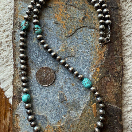 18" Number 8 Turquoise Pearl Necklace