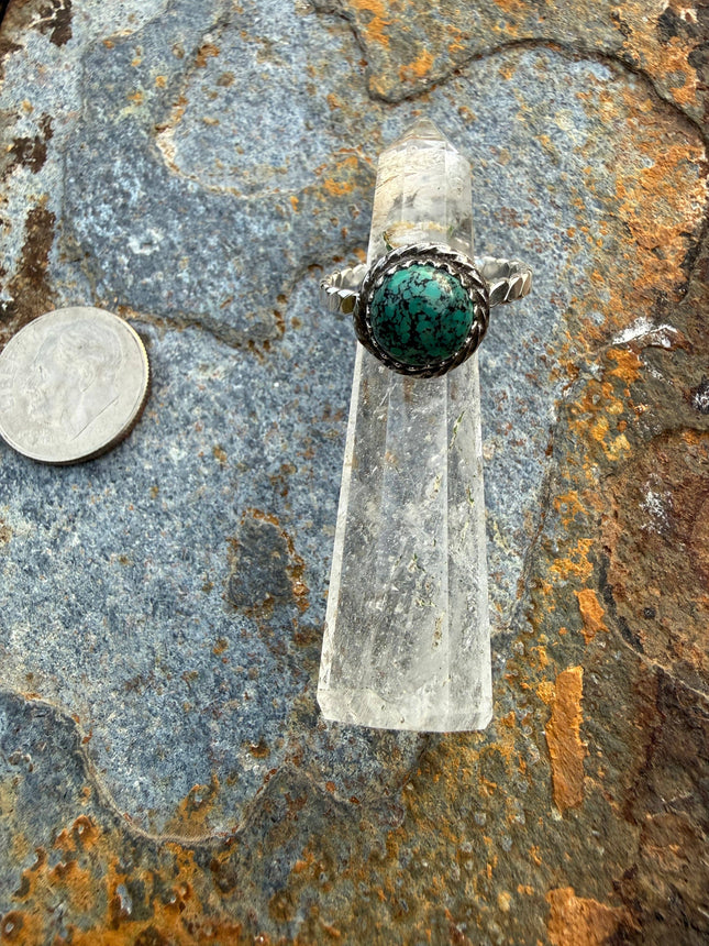 Blue Moon Turquoise Sterling Silver Ring: Size 13