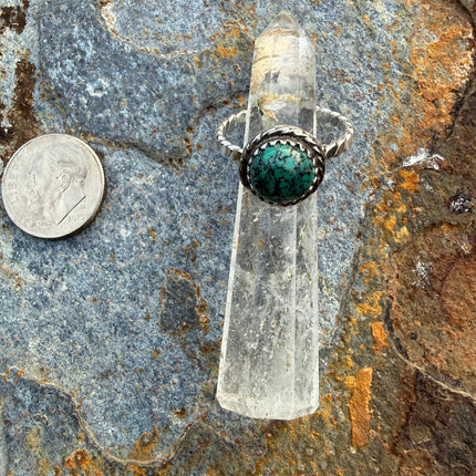 Blue Moon Turquoise Sterling Silver Ring: Size 13