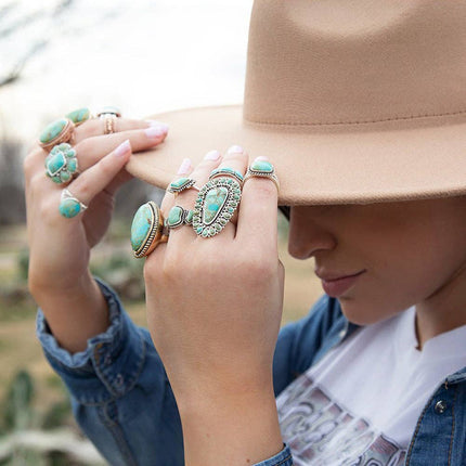 Sedona Blue Turquoise and Silver Statement Ring: 7
