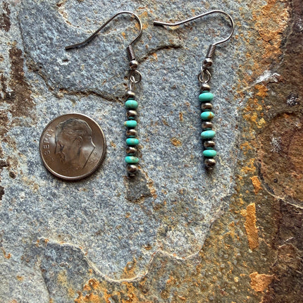 Sterling Silver Pearl & Kingman Turquoise Earrings