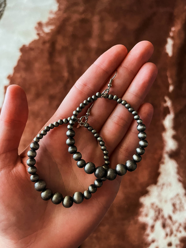 Western Navajo Pearl Hoop Earrings