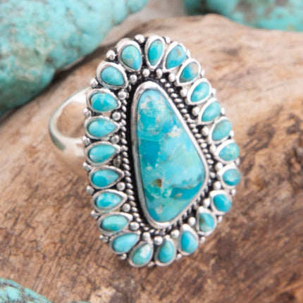 Sedona Blue Turquoise and Silver Statement Ring: 7
