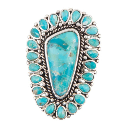 Sedona Blue Turquoise and Silver Statement Ring: 7