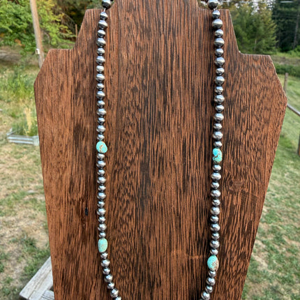 18" Number 8 Turquoise Pearl Necklace