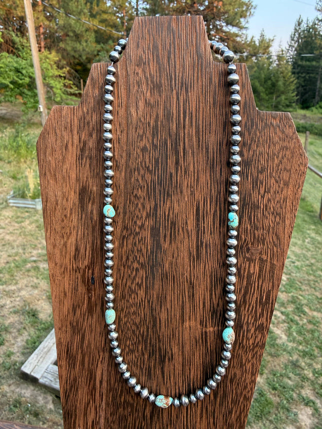 18" Number 8 Turquoise Pearl Necklace