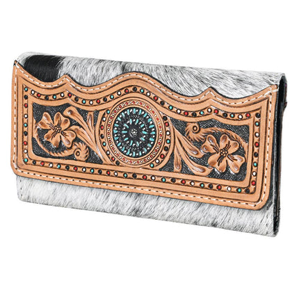 American Darling Cowhide and Leather Tooled Wallet