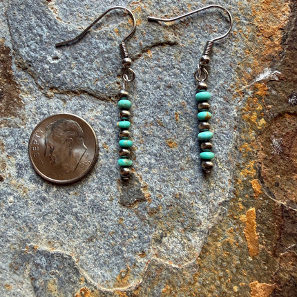 Sterling Silver Pearl & Kingman Turquoise Earrings