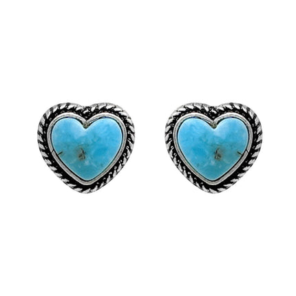 Western Navajo Turquoise Heart Earrings : Turquoise