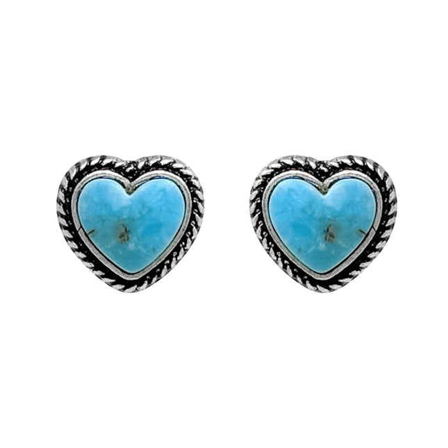 Western Navajo Turquoise Heart Earrings : Turquoise