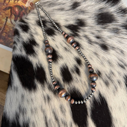 20" 4mm Sterling Pearls & Graduated Copper Pearls Necklace