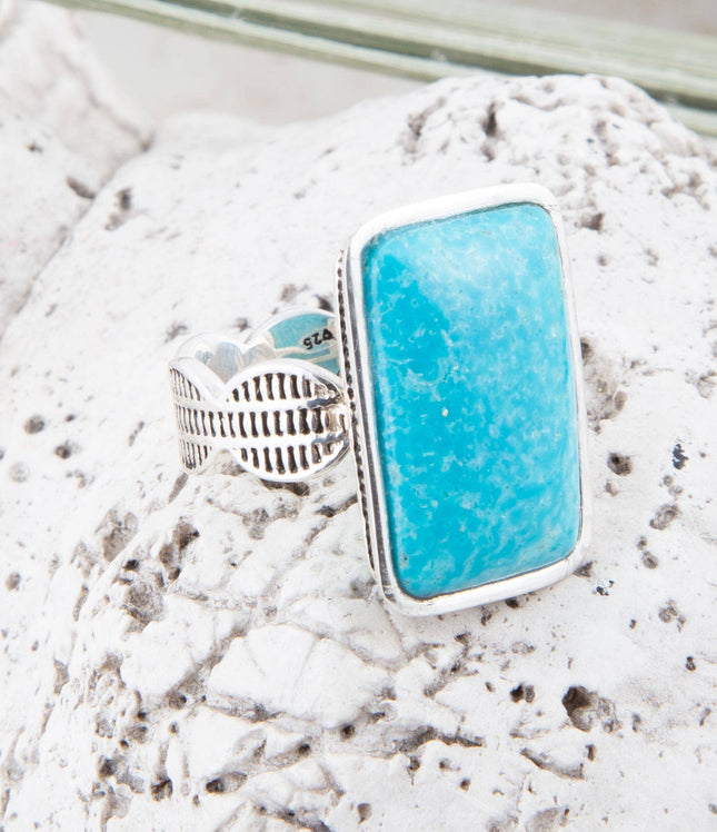 Zion Blue Turquoise and Sterling Silver Ring: 7