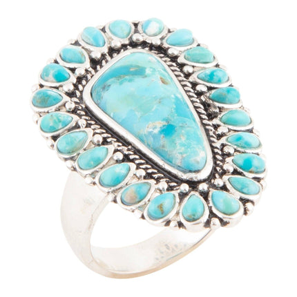 Sedona Blue Turquoise and Silver Statement Ring: 7