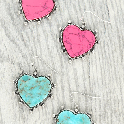 Western Navajo Turquoise Heart Earrings
