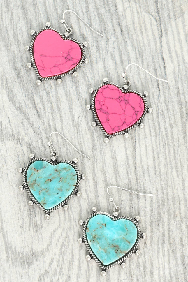 Western Navajo Turquoise Heart Earrings